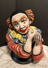 Vintage Large 11” Lady Gypsy Clown Head Bust Figurine Signed picture
