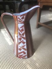 Vintage French Enamelware LARGE DECO HEXAGON BODY PITCHER.  RARE. picture