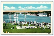 1949 Exterior Inner Harbor Sailboat Ferry Dock Port Charlevoix Michigan Postcard picture