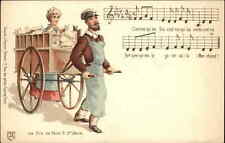 Paris Light Street Vendor Pulling Wagon Sheet Music LES CRIS c1900 Postcard picture