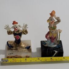 Lot of 2 Vintage Clown Figurines JuDi 24K Gold Pewter & Ringling Museums Gift picture