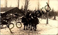 Two Fancy Women on Oxen, sleds, barn, Antigo, WI, Kingsbury RPPC postcard jj261 picture