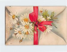 Postcard Greeting Card with Flowers Ribbon Embossed Art Print picture
