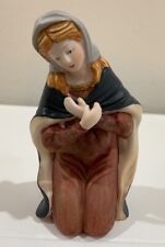 Vtg Ceramic Virgin Mother Mary Replacement Nativity Set Gold Accent 3 7/8” H picture