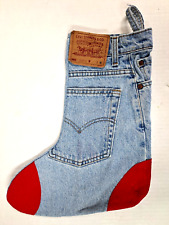 Handmade Levi Jeans denim Christmas stocking hand crafted from old jeans picture