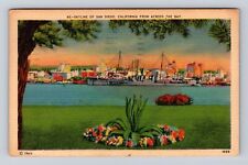 San Diego CA-California, Skyline Across The Bay, Antique Vintage c1946 Postcard picture