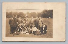 Men Women Family in Park Group c1910s 1920s RPPC Real Photo Vintage Postcard picture