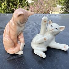 Royal Copenhagen Mini Collection Cat Pair - Fine Porcelain Figurines 677 & 682 picture