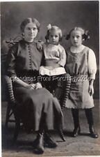 RPPC Photo Mother & Pretty Girls w Hair Bows Studio Postcard Algona Iowa picture