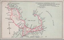 Postcard Map Showing Auto Route Boston to Provincetown MA 1914 picture