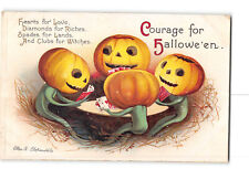Halloween Artist Ellen Clapsaddle Postcard 1913 Jack O Lanterns Playing Cards picture