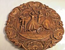 Vintage Wood-Like Resin 3D Carved Plate Wall Decor Dancers picture