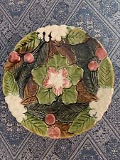 vintage French majolica, art pottery plate, this lovely plate in high relief  picture
