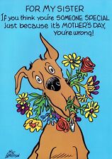 Funny Vtg MOTHER'S DAY Card FOR SISTER, Dog Marmaduke 1992 Gibson Greetings + ✉ picture
