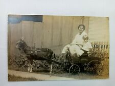 Vintage Postcard Pony Pulling Wagon with Mom and Daughter picture
