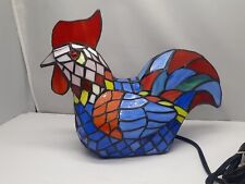 Exquisite Vintage Tiffany Style Stained Glass Rooster Chicken Table Lamp Light  picture