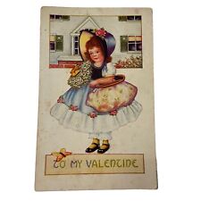 Postcard Valentine's Day To My Valentine Girl Wearing Bonnet Whitney Made c1907 picture