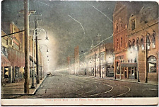 1909 EL PASO TEXAS THEATRE DISTRICT AT NIGHT Postcard Great White Way D3 picture