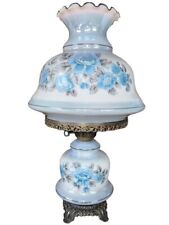 RARE 1973 Vintage Gone with the Wind style Hurricane Lamp Quoizel Satin Blue 26