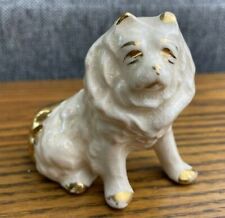 Vintage Lepere Pottery Alaskan Malamute Chow Chow Husky Dog Gold Trim Figurine picture