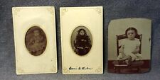 3 1870s Identified Baby Girl Tintype Photo Different Age Culver Bare Feet R93 picture