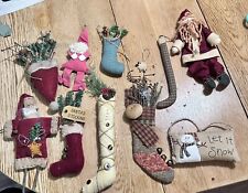 Lot of 11 Primitive Style Country Christmas Ornaments picture