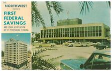 Vtg 1960s 1970s Cars Autos Postcard Transportation Bank St. Petersburg Florida picture