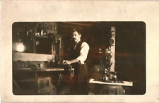 Man in Workshop Work Bench Tools Occupational Real Photo RPPC Postcard c1910 picture