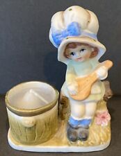 Jasco Little Luvkins Candle Holder Girl w Guitar Hand Painted Brand New 1979 picture