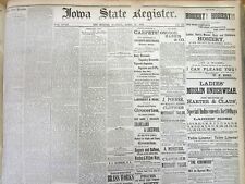 Lot of 10 original 1879 issues Des Moines IOWA STATE REGISTER from 145 years ago picture
