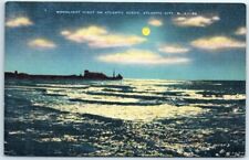 Postcard - Moonlight Night on Atlantic Ocean, Atlantic City, New Jersey picture