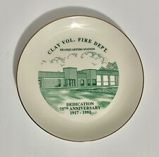 Clay Volunteer Fire Department Dedication 75th Anniversary Plate 1917 To 1992 picture