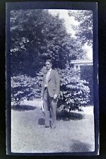 1910s Man Business Suit Americana Bowler Hat Vtg Photo Negative 5.75 X 3.5 D picture