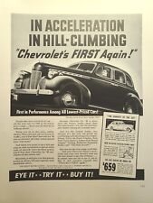 '40 Chevy Special De Luxe Sport Sedan Hill-Climb Power Vintage Print Ad 1940 picture
