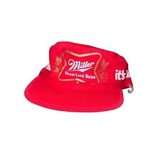 VTG 90s Miller High Life Crowd Cap Red Painters Hat Adjustable, Beer Memorabilia picture
