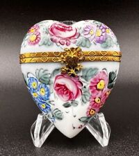 Vintage Limoges France Roses Floral Heart Peint Main Porcelain Cottagecore Box picture