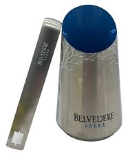 Ice Bucket Bottle Holder Chiller Ice Tongs Belvedere Vodka Logo Stainless Blue picture