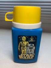 1977 King Seeley Star Wars R2-D2 & C3PO Blue & Yellow PLASTIC 8oz Thermos Bottle picture