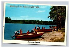 Postcard Eagle River Wisconsin Boating Greetings picture