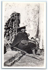 Guatemala Postcard Wood Carrier Woman c1940's Vintage Unposted RPPC Photo picture