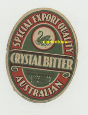 Swan Brewery Perth Australia Crystal Bitter Beer Label c1930's picture