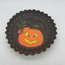 Vintage Halloween Paper Plate 9” Bats And Pumpkin 1950s picture