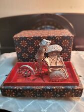 Vintage 925 Sterling Silver Chinese Asian Rickshaw Man Filigree Figurine w/Case picture