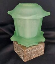 Vintage Frosted Green L.E. Smith Pagoda Glass Fairy Lamp picture