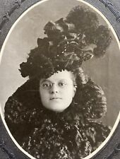 Pretty Young Lady Glasses & Large Fancy Hat Minnesota Antique Vintage Photo picture