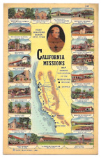 California Missions Map c1940's Catholic Mission Churches, Fray Junipero Serra picture