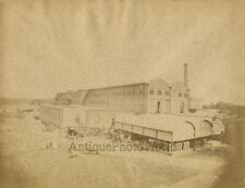 India textile factory workers aerial view antique albumen photo picture