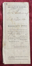 Antique 19th Century 1899 Clarke County Alabama AL Warranty Deed for Land picture