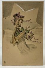 Tuck & Sons | Art Deco Nouveau | Snow Scene In Star | Grey Hand-Colored Girl 559 picture