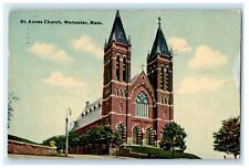1911 View Of St. Annes Church Worcester Massachusetts MA Antique Postcard picture